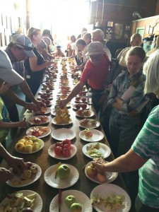 Apple tasting at a meeting of the California Rare Fruit Growers of the Redwood Empire